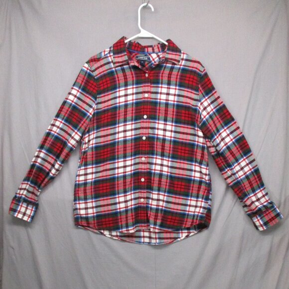 Lands' End Long Sleeve Button Down Plaid Red Women Size | 12 - Picture 2 of 9